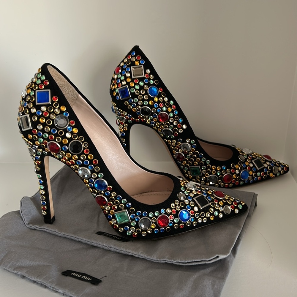 Authentic MIU MIU Crystal Jeweled Embellished Heels - Picture 7 of 15